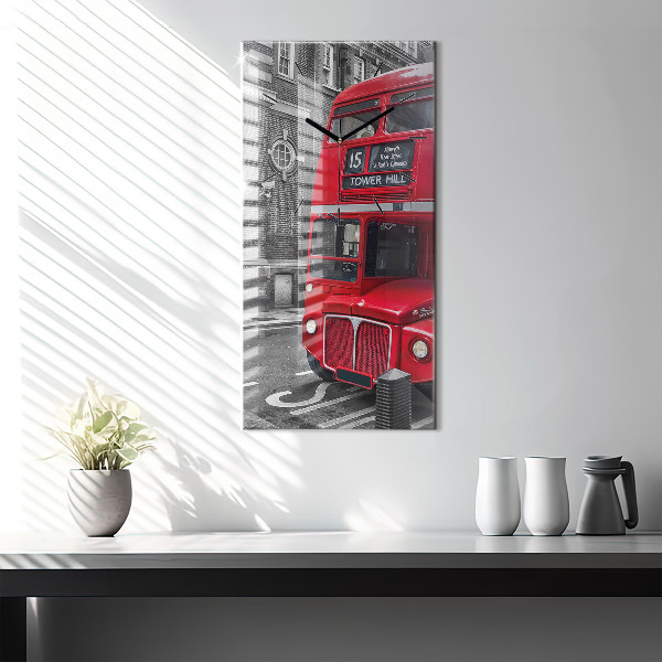 Vertical wall clock Red double-decker bus