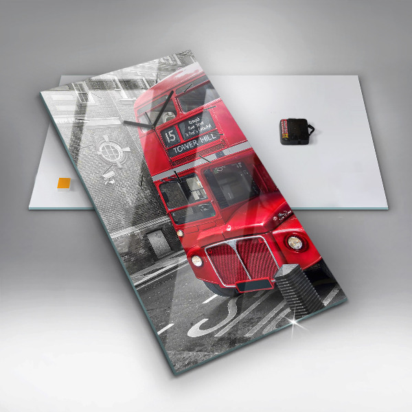 Vertical wall clock Red double-decker bus