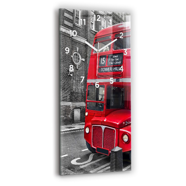 Vertical wall clock Red double-decker bus