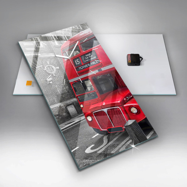 Vertical wall clock Red double-decker bus