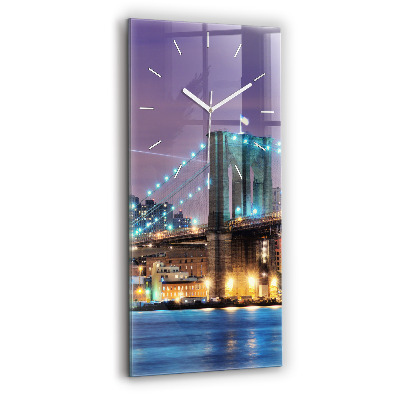Vertical wall clock Brooklyn Bridge and East River