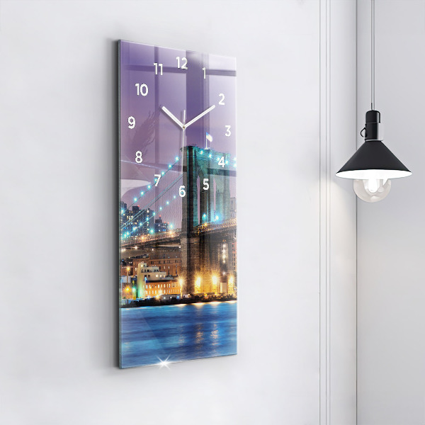 Vertical wall clock Brooklyn Bridge and East River