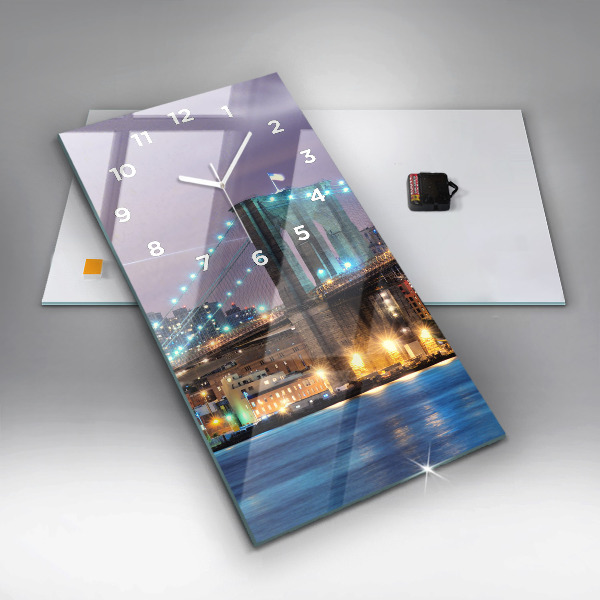 Vertical wall clock Brooklyn Bridge and East River