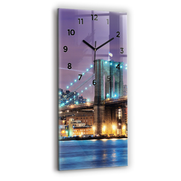 Vertical wall clock Brooklyn Bridge and East River