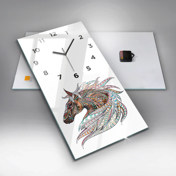 Vertical wall clock Horse illustration