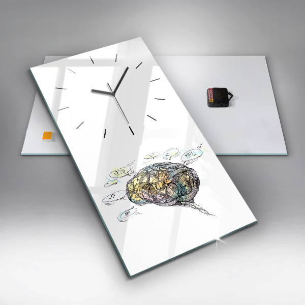 Vertical wall clock Artistic representation of the brain