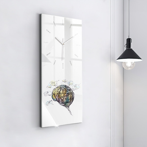 Vertical wall clock Artistic representation of the brain