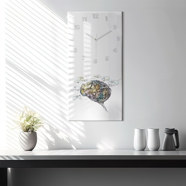 Vertical wall clock Artistic representation of the brain