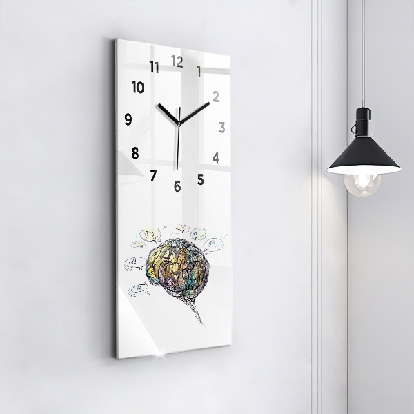 Vertical wall clock Artistic representation of the brain