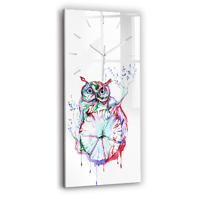 Vertical wall clock Illustration of Owl and Clock