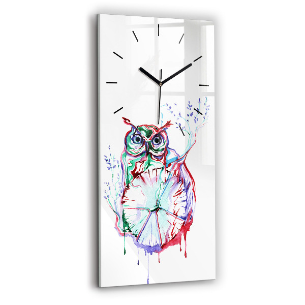 Vertical wall clock Illustration of Owl and Clock