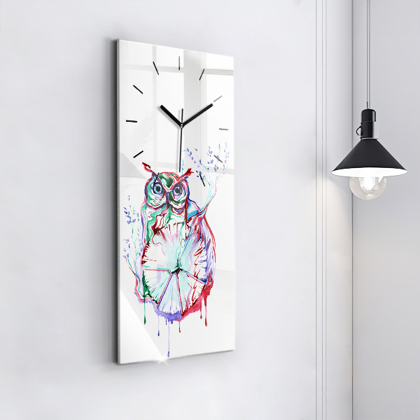 Vertical wall clock Illustration of Owl and Clock