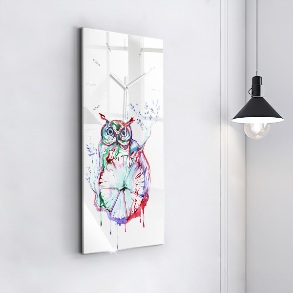 Vertical wall clock Illustration of Owl and Clock