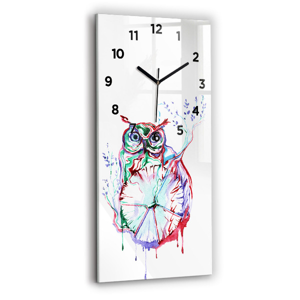 Vertical wall clock Illustration of Owl and Clock