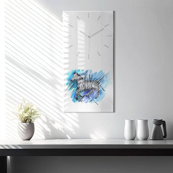 Vertical wall clock Painted Zebra Asymmetry