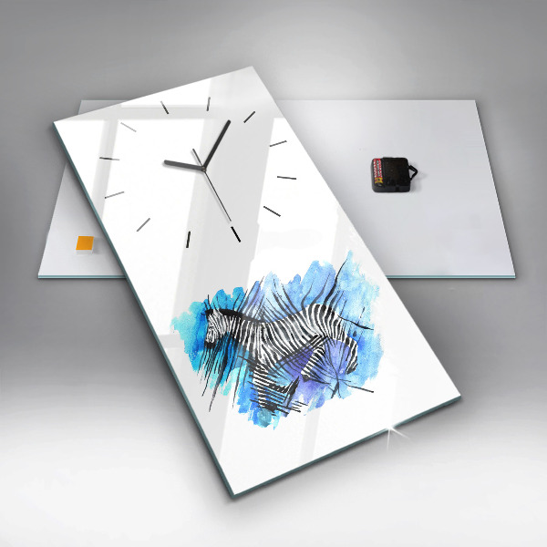 Vertical wall clock Painted Zebra Asymmetry