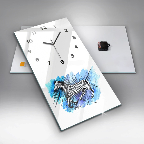 Vertical wall clock Painted Zebra Asymmetry