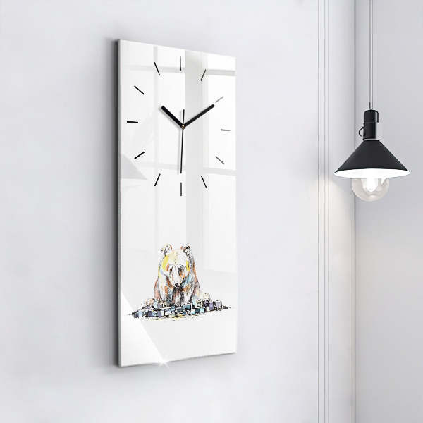 Vertical wall clock Abstraction bear city