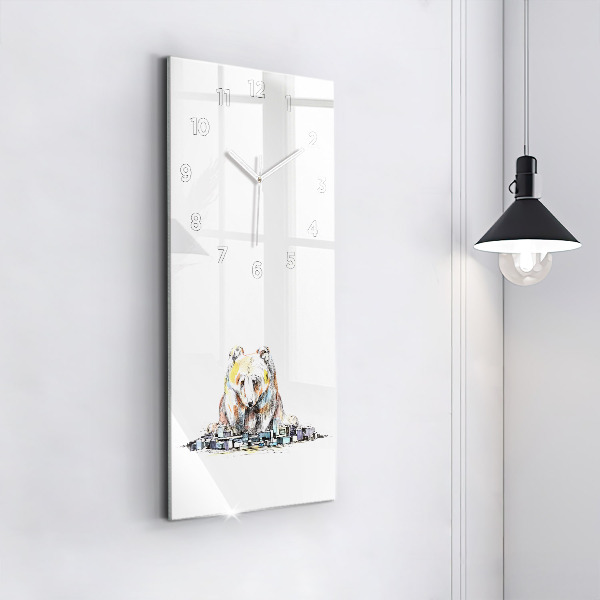 Vertical wall clock Abstraction bear city