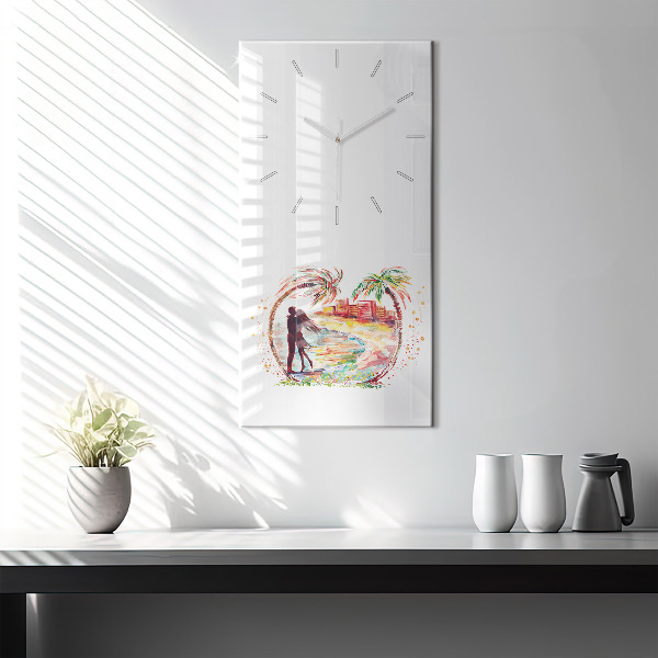 Vertical wall clock Watercolor Love on Miami Beach