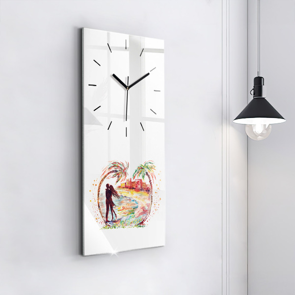 Vertical wall clock Watercolor Love on Miami Beach