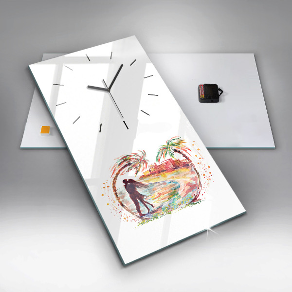 Vertical wall clock Watercolor Love on Miami Beach