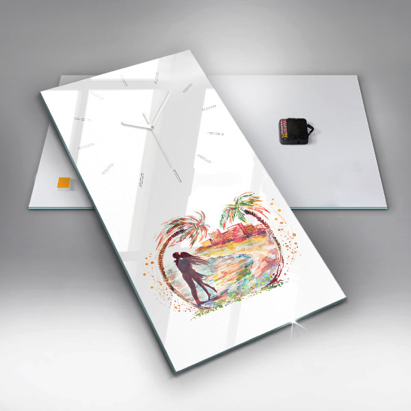 Vertical wall clock Watercolor Love on Miami Beach