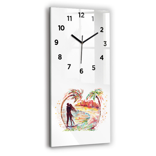 Vertical wall clock Watercolor Love on Miami Beach