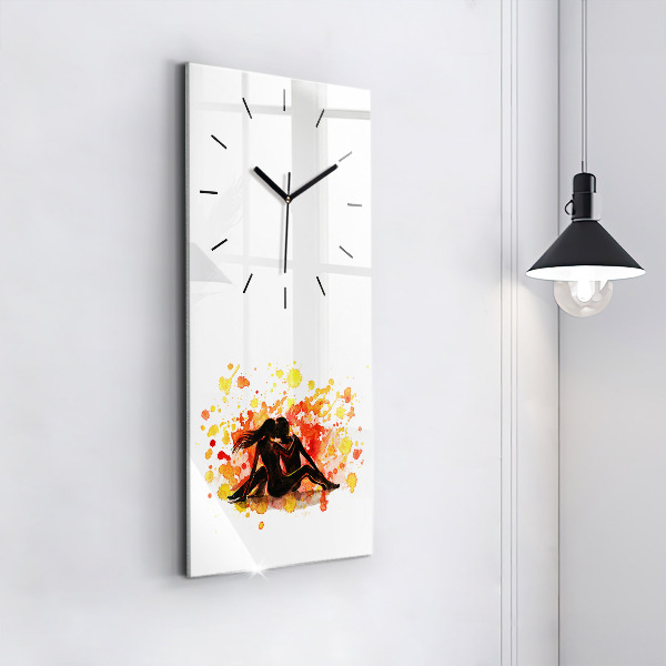 Vertical wall clock Love and a couple in love