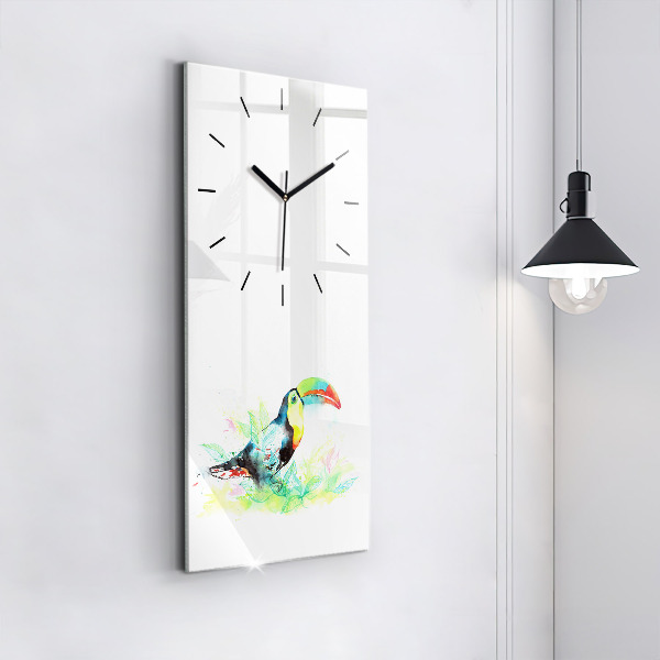 Vertical wall clock Toucan in the grass
