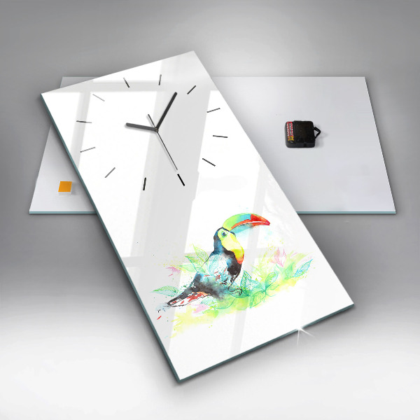 Vertical wall clock Toucan in the grass