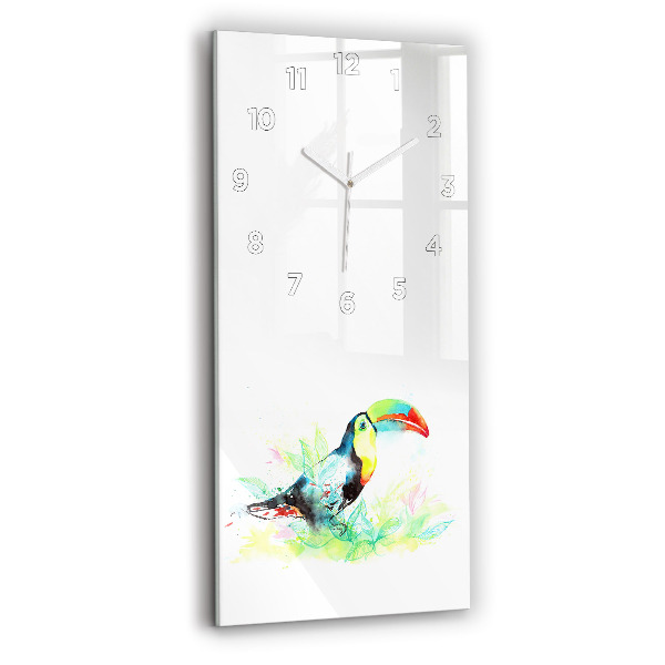 Vertical wall clock Toucan in the grass