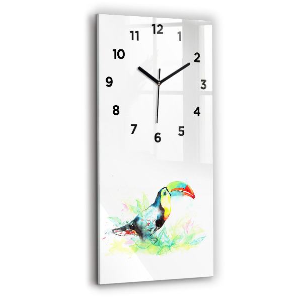 Vertical wall clock Toucan in the grass