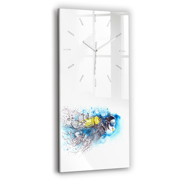 Vertical wall clock Underwater fish life