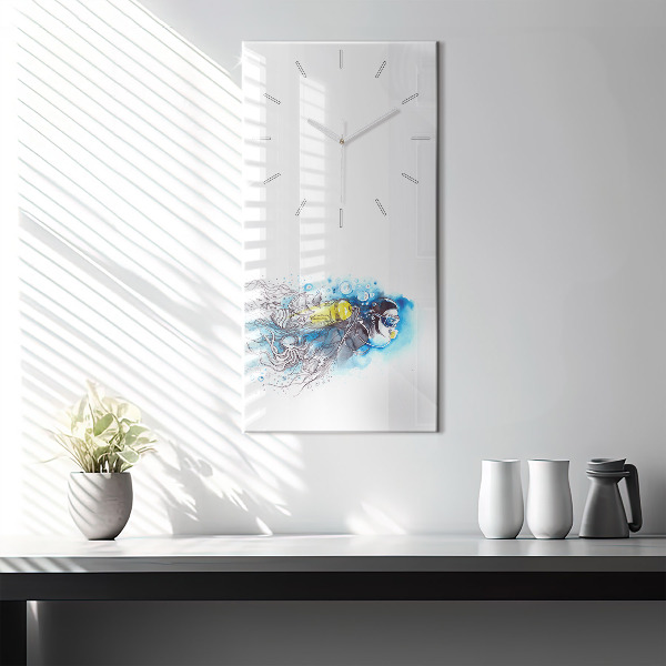 Vertical wall clock Underwater fish life