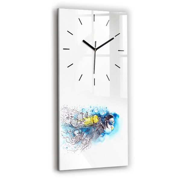 Vertical wall clock Underwater fish life