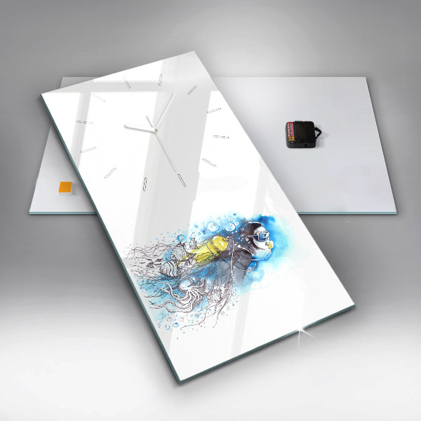 Vertical wall clock Underwater fish life