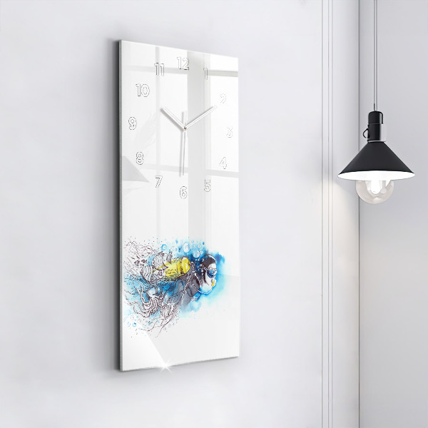 Vertical wall clock Underwater fish life