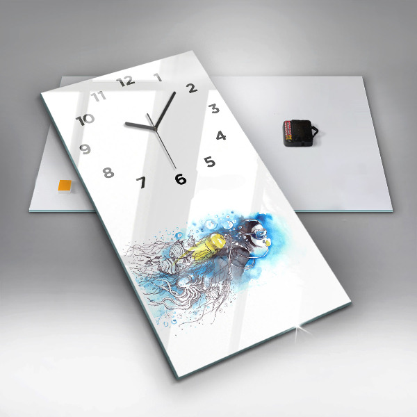 Vertical wall clock Underwater fish life