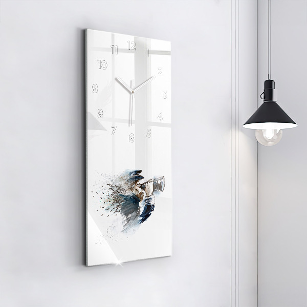 Vertical wall clock Captain with binoculars