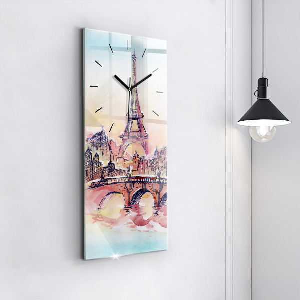 Vertical wall clock Painted Landscape of Paris