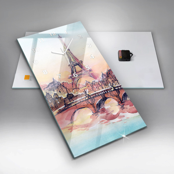 Vertical wall clock Painted Landscape of Paris