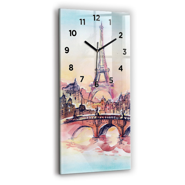 Vertical wall clock Painted Landscape of Paris