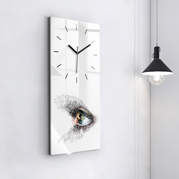 Vertical wall clock Drawing of a human eye