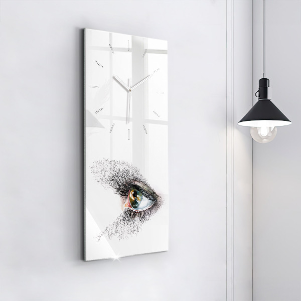 Vertical wall clock Drawing of a human eye