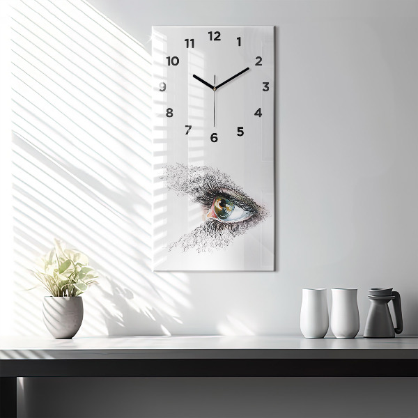 Vertical wall clock Drawing of a human eye