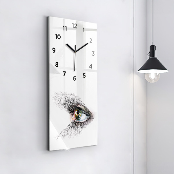 Vertical wall clock Drawing of a human eye