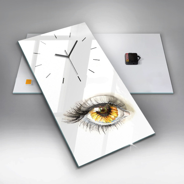 Vertical wall clock Sunflower flower in the eye