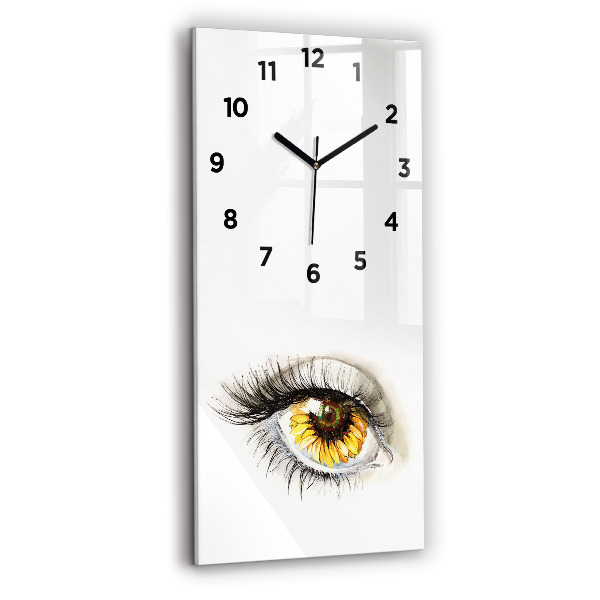 Vertical wall clock Sunflower flower in the eye