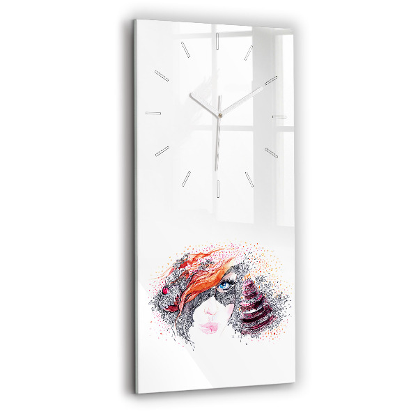 Vertical wall clock Sweet woman with cake